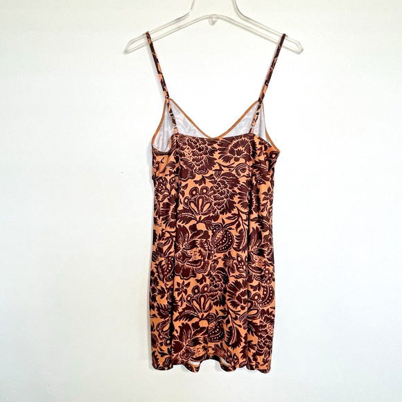 Christy Lynn Ella Silk Midi Dress with Slip Size M Sienna Brown Botanical Fall - Picture 9 of 14